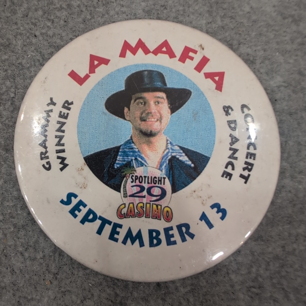 LA MAFIA Concert Dance Button Pin September 13 Grammy Winner Spotlight 29 Casino - Picture 1 of 2